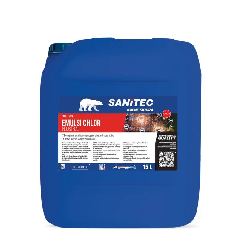 Detergente schiumogeno al cloro per industria alimentare Sanitec Emulsi Chlor 15 litri DISPONIBILE IN 7 GIORNI LAVORATIVI