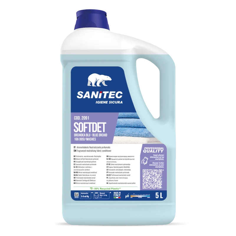 Ammorbidente concentrato per bucato Sanitec Softdet Orchidea Blu 2x5 litri DISPONIBILE IN 7 GIORNI LAVORATIVI