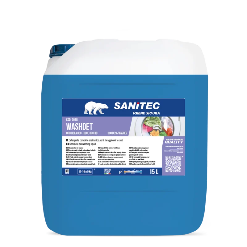 Detergente enzimatico per bucato Sanitec Washdet Orchidea Blu 15 litri DISPONIBILE IN 7 GIORNI LAVORATIVI