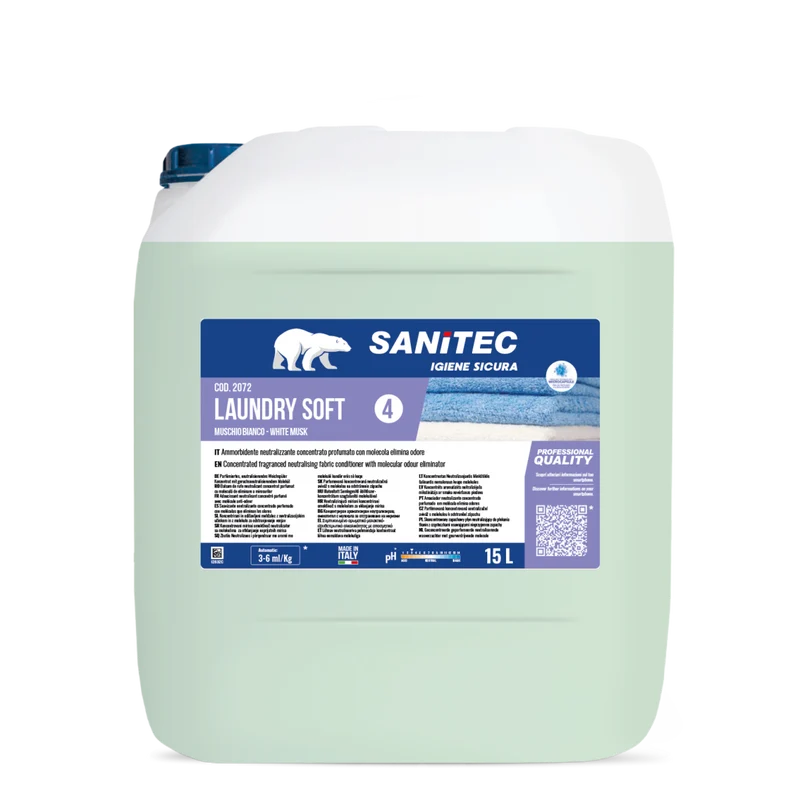 Ammorbidente per lavanderia Sanitec Laundry Soft Muschio Bianco 15 litri DISPONIBILE IN 7 GIORNI LAVORATIVI
