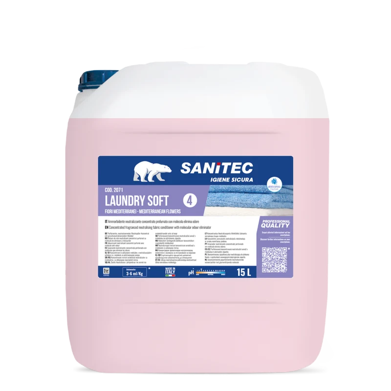 Ammorbidente per lavanderia Sanitec Laundry Soft Fiori Mediterranei 15 litri DISPONIBILE IN 7 GIORNI LAVORATIVI
