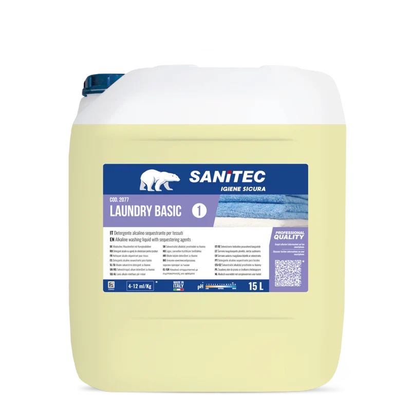 Detergente alcalino per lavanderia Sanitec Laundry Basic 15 litri DISPONIBILE IN 7 GIORNI LAVORATIVI