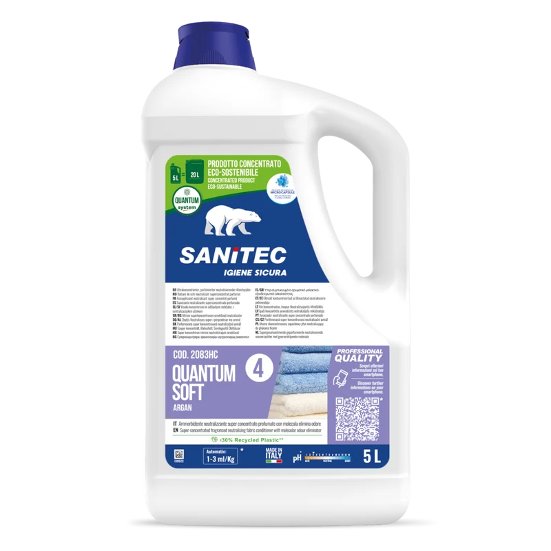 Ammorbidente concentrato per lavanderia Sanitec Quantum Soft Argan 5 litri DISPONIBILE IN 7 GIORNI LAVORATIVI