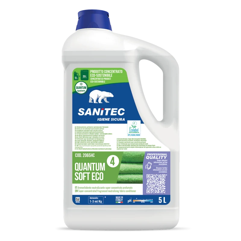 Ammorbidente concentrato per lavanderia Sanitec Quantum Soft Eco 2x5 litri DISPONIBILE IN 7 GIORNI LAVORATIVI