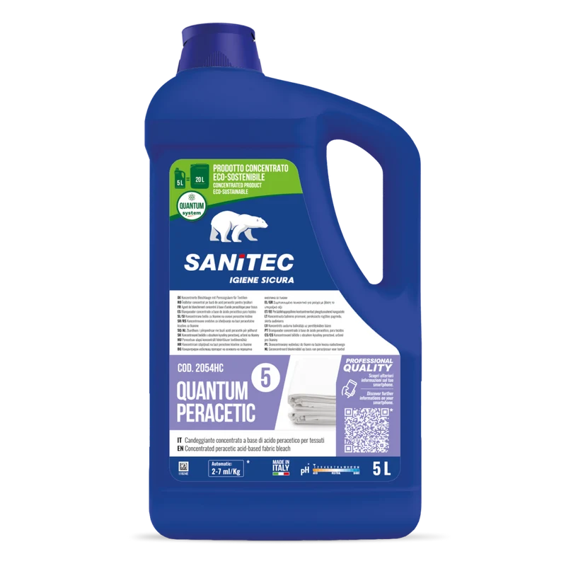 Candeggiante peracetico per lavanderia Sanitec Quantum Peracetic 5 litri DISPONIBILE IN 7 GIORNI LAVORATIVI