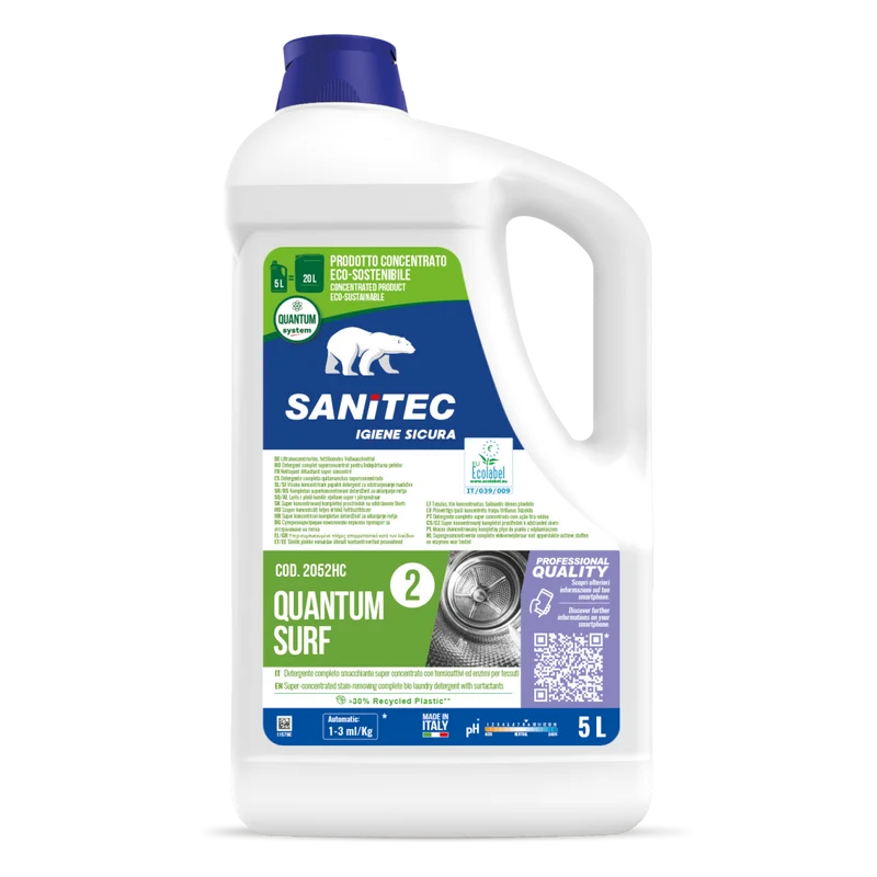 Detergente enzimatico per lavanderia Sanitec Quantum Surf 5 litri DISPONIBILE IN 7 GIORNI LAVORATIVI