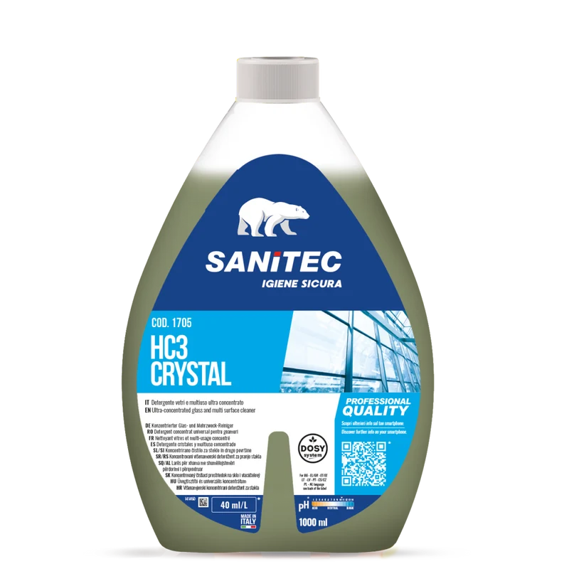 Detergente ultraconcentrato per vetri Sanitec HC3 Crystal 6x1 litro DISPONIBILE IN 7 GIORNI LAVORATIVI
