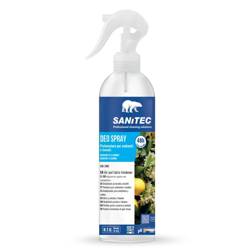 Profumatore spray per ambienti e tessuti Sanitec Deo Spray Bergamotto & Jasmine 300 ml DISPONIBILE IN 7 GIORNI LAVORATIVI