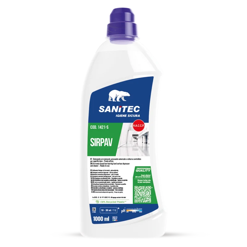 Sgrassatore ammoniacale per pavimenti Sanitec Sirpav 1 litro DISPONIBILE IN 7 GIORNI LAVORATIVI