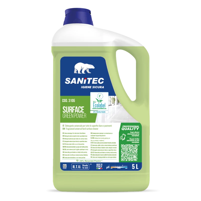 Detergente Ecolabel per pavimenti Sanitec Surface Green Power 5 litri DISPONIBILE IN 7 GIORNI LAVORATIVI