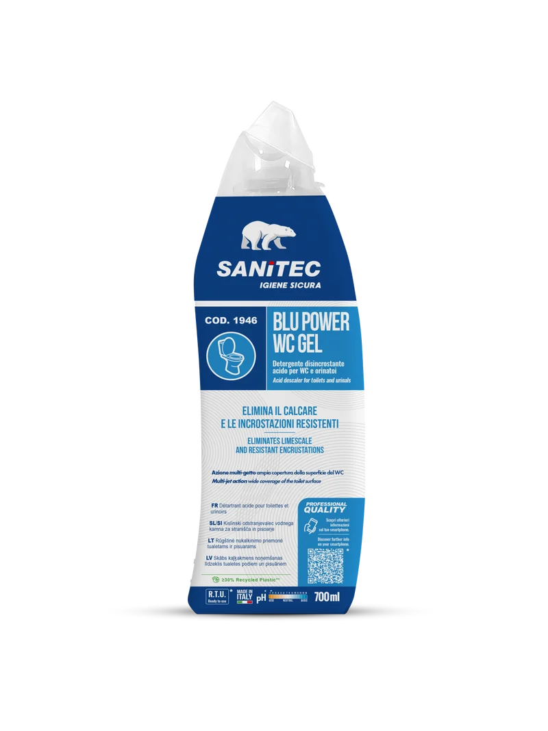 Disincrostante acido per WC e orinatoi Sanitec Blu Power WC Gel 700 ml DISPONIBILE IN 7 GIORNI LAVORATIVI