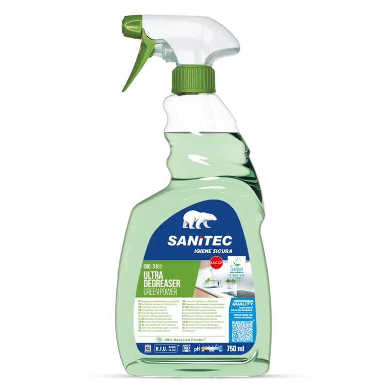 Sgrassatore Ecolabel per sporchi ostinati Sanitec Ultra Degreaser Green Power 750 ml DISPONIBILE IN 7 GIORNI LAVORATIVI