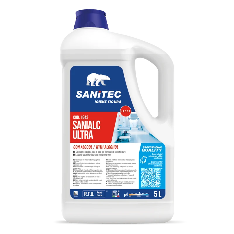 Detergente alcolico per superfici dure Sanitec Sanialc Ultra 5 litri DISPONIBILE IN 7 GIORNI LAVORATIVI