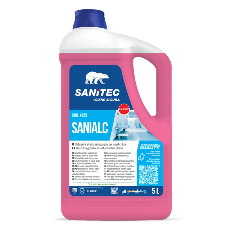 Detergente alcolico asciugarapido per pavimenti e superfici Sanitec Sanialc 5 litri DISPONIBILE IN 7 GIORNI LAVORATIVI