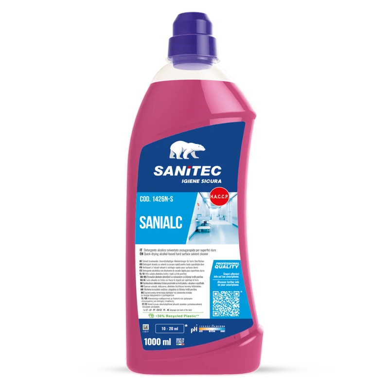 Detergente alcolico asciugarapido per pavimenti e superfici Sanitec Sanialc 6x1 litro DISPONIBILE IN 7 GIORNI LAVORATIVI