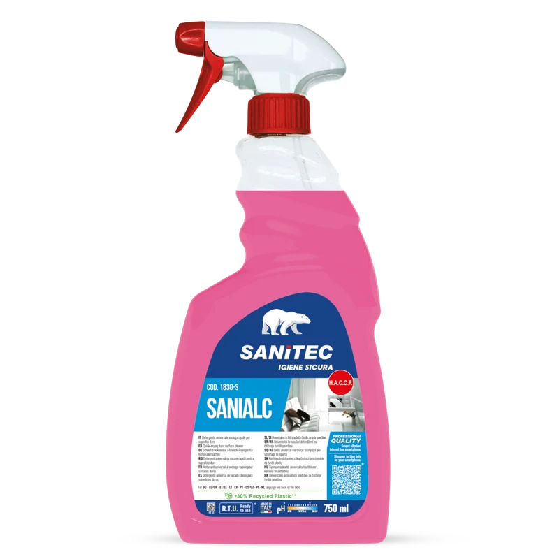 Detergente alcolico asciugarapido per pavimenti e superfici Sanitec Sanialc 750 ml DISPONIBILE IN 7 GIORNI LAVORATIVI