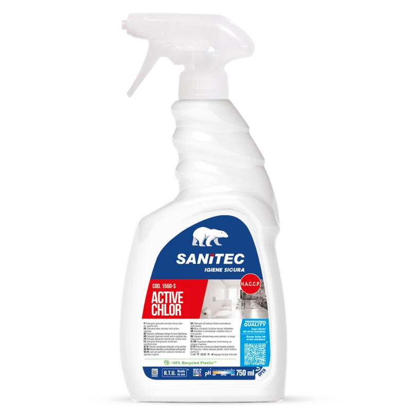 Detergente clorinato per superfici dure Sanitec Active Chlor Balsamico 6x750 ml DISPONIBILE IN 7 GIORNI LAVORATIVI
