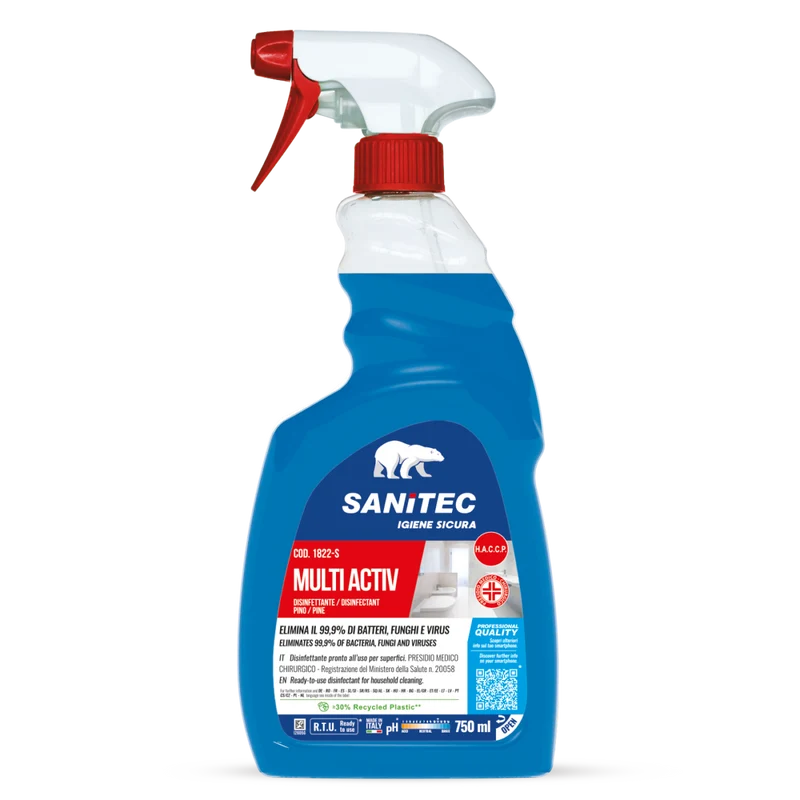 Disinfettante PMC pronto all'uso per superfici Sanitec Multi Activ Pino 6x750 ml DISPONIBILE IN 7 GIORNI LAVORATIVI