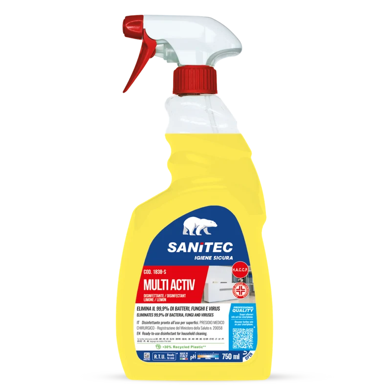 Disinfettante PMC pronto all'uso per superfici Sanitec Multi Activ Limone 750 ml DISPONIBILE IN 7 GIORNI LAVORATIVI