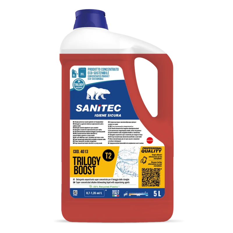 Sequestrante concentrato per lavastoviglie Sanitec Trilogy Boost T2 2x5 litri DISPONIBILE IN 7 GIORNI LAVORATIVI