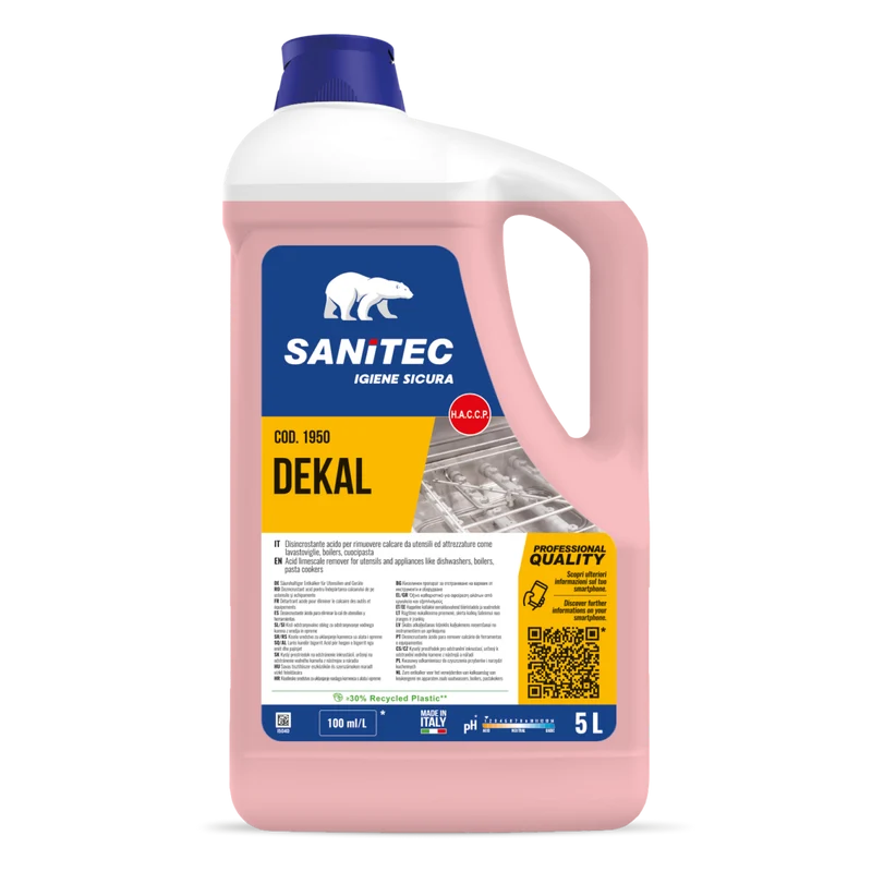 Disincrostante acido per lavastoviglie e attrezzature Sanitec Dekal 5 litri DISPONIBILE IN 7 GIORNI LAVORATIVI
