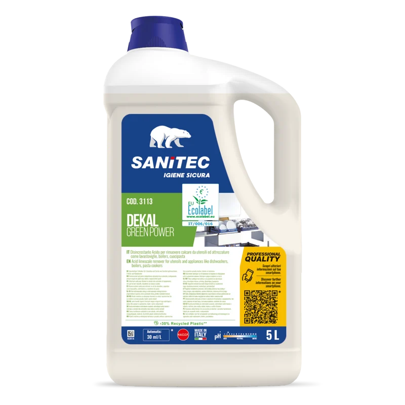 Disincrostante Ecolabel per lavastoviglie e attrezzature Sanitec Dekal Green Power 2x5 litri DISPONIBILE IN 7 GIORNI LAVORATIVI