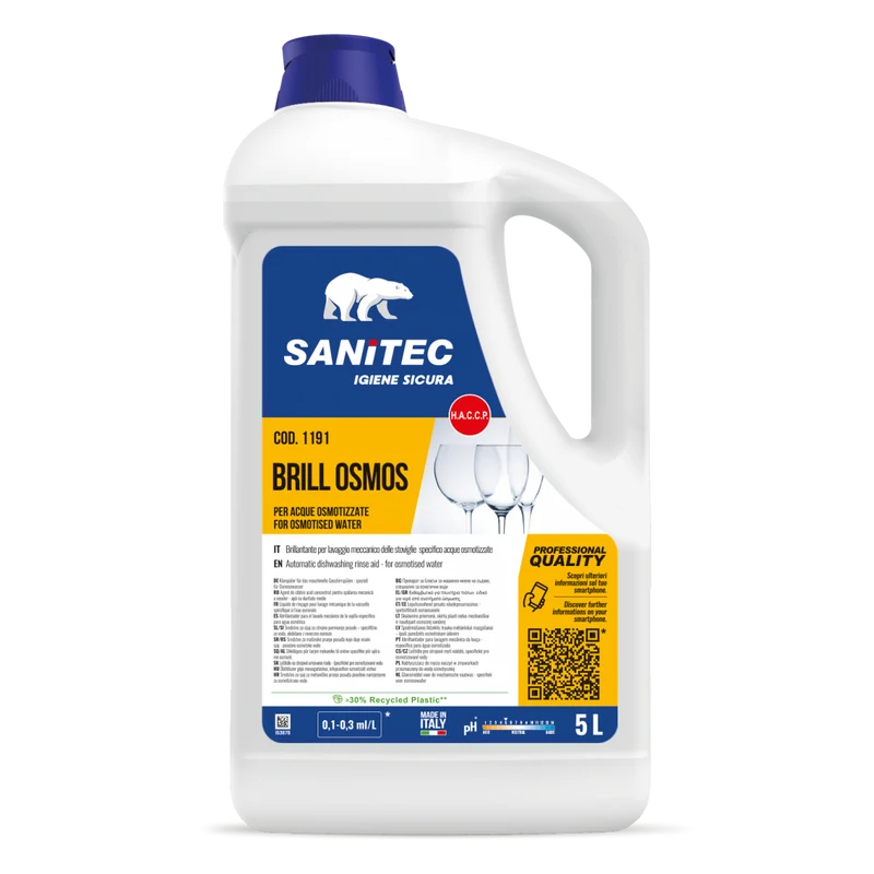 Brillantante per lavastoviglie acque osmotizzate Sanitec Brill Osmos 2x5 litri DISPONIBILE IN 7 GIORNI LAVORATIVI
