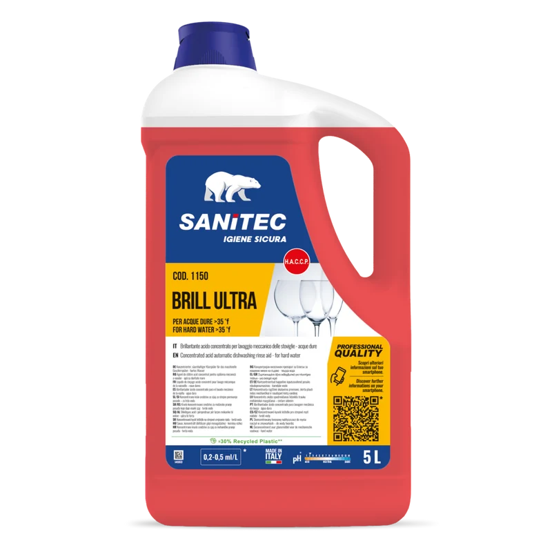 Brillantante per lavastoviglie acque dure Sanitec Brill Ultra 2x5 litri DISPONIBILE IN 7 GIORNI LAVORATIVI