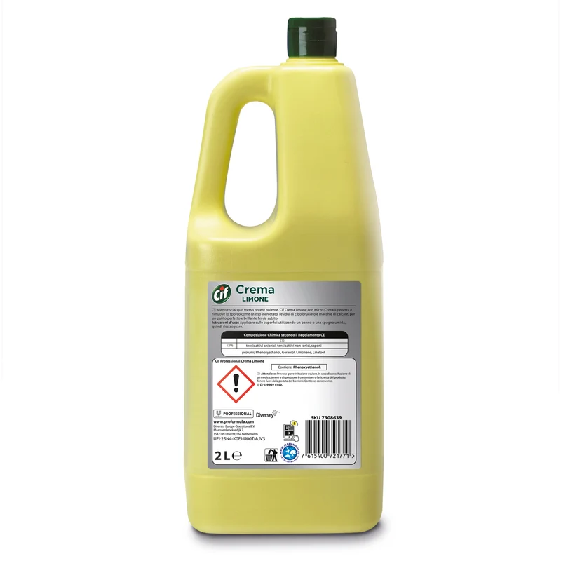 Detergente cremoso al limone per bagno e cucina Diversey Cif Crema Limone 6x2 litri DISPONIBILE IN 7 GIORNI LAVORATIVI