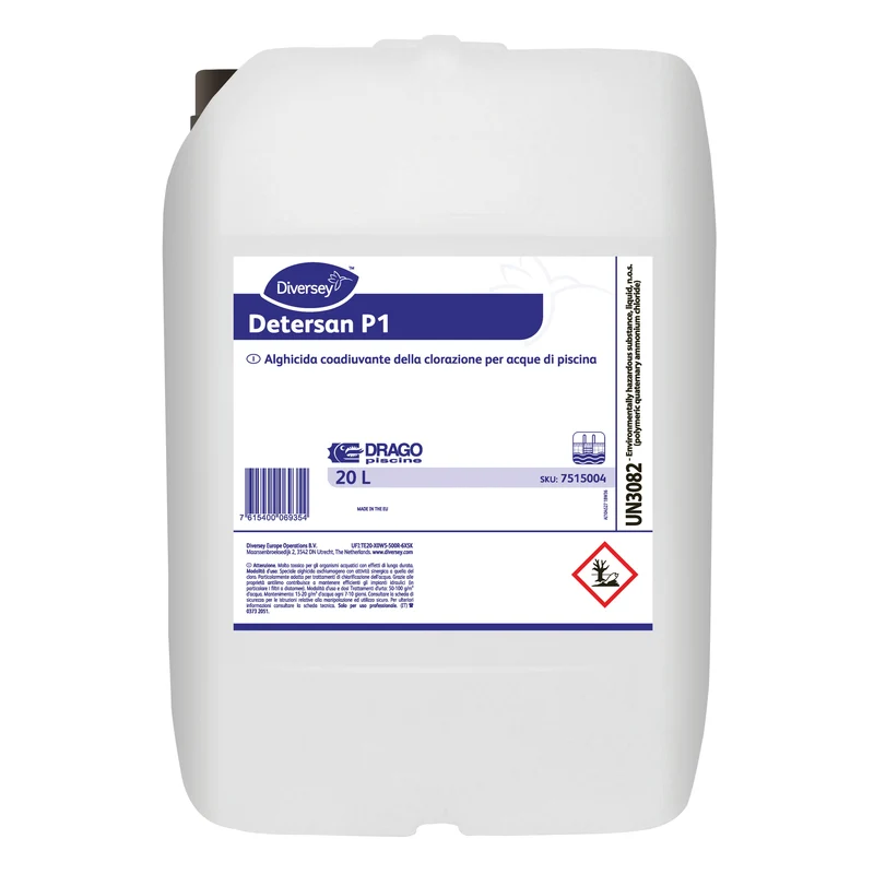 Alghicida per piscina coadiuvante della clorazione Diversey Detersan P1 20 litri DISPONIBILE IN 7 GIORNI LAVORATIVI