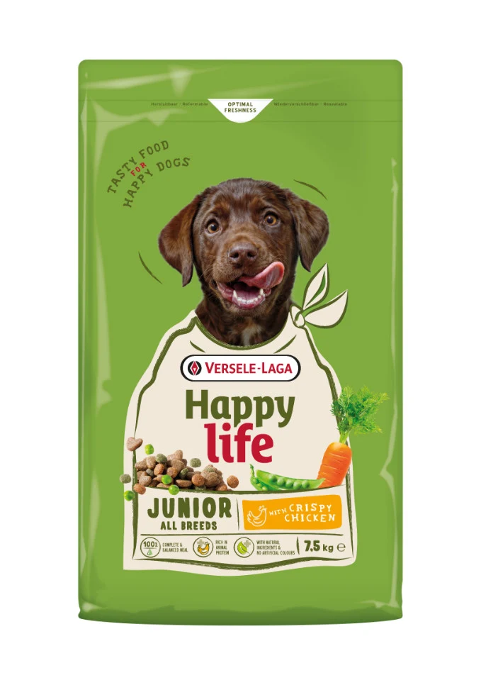 Happy Life Junior Chicken 7.5 kg Aliment varié pour poulets en pleine croissance - Aliment complet pour chiots en croissance