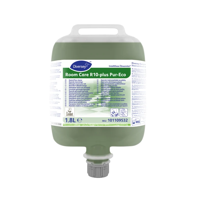 Detergente neutro per pavimenti concentrato Diversey Room Care R10-plus Pur-Eco 2x1,8 litri DISPONIBILE IN 7 GIORNI LAVORATIVI