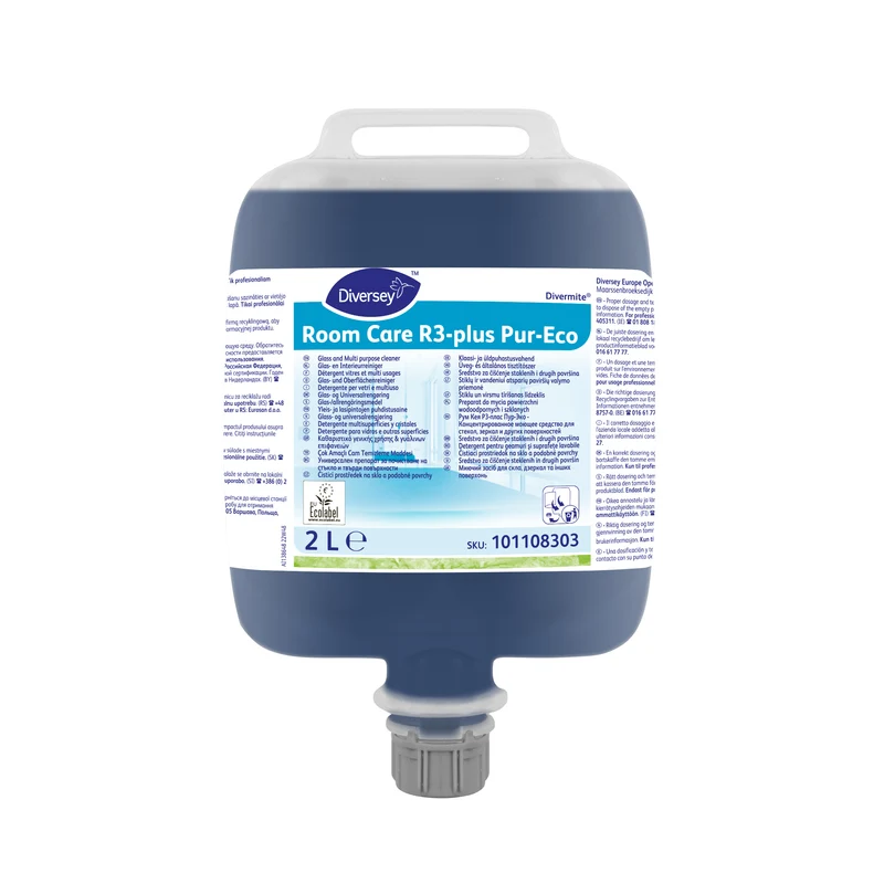 Detergente per vetri multiuso concentrato Diversey Room Care R3-plus Pur-Eco 2x2 litri DISPONIBILE IN 7 GIORNI LAVORATIVI