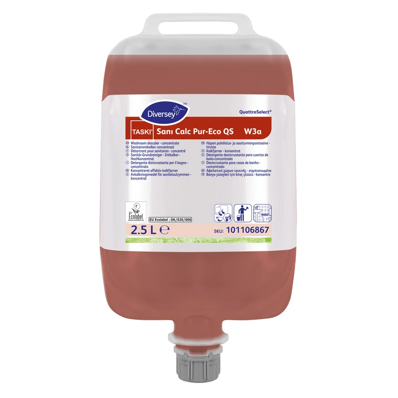 Detergente ecologico per bagno in QuattroSelect Diversey TASKI Sani Calc Pur-Eco QS 2x2,5 litri DISPONIBILE IN 7 GIORNI LAVORATIVI