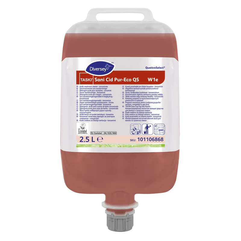 Detergente acido per bagno in QuattroSelect Diversey TASKI Sani Cid Pur-Eco QS 2x2,5 litri DISPONIBILE IN 7 GIORNI LAVORATIVI