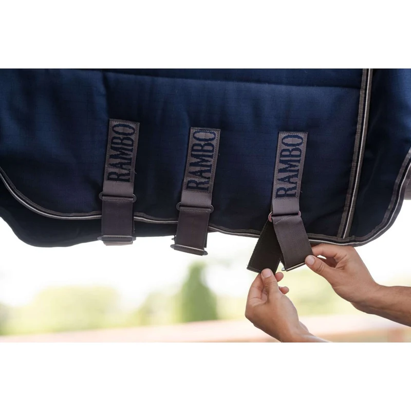 Rambo Optimo Couverture d'Écurie Plus 200g Navy/Thunderstorm Grey/Silver