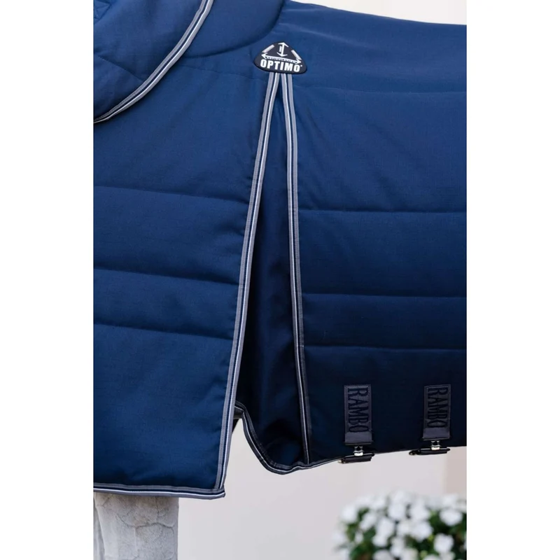 Rambo Optimo Couverture d'Écurie Plus 200g Navy/Thunderstorm Grey/Silver