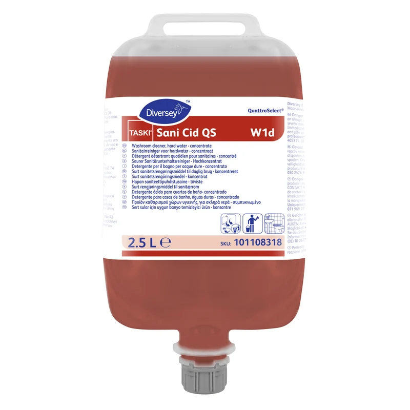 Detergente acido per bagno in QuattroSelect Diversey TASKI Sani Cid QS W1d 2,5 litri DISPONIBILE IN 7 GIORNI LAVORATIVI