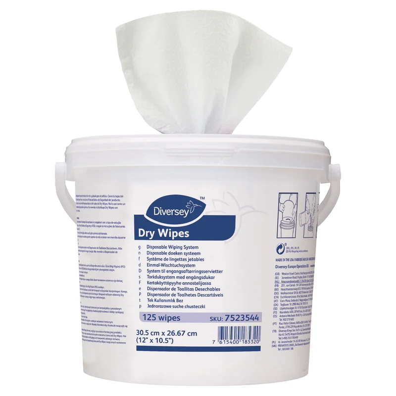 Sistema di salviete monouso Diversey Dry Wipes Disposable Wiping System 30.5 x 26.7 cm 6x125 pezzi DISPONIBILE IN 7 GIORNI LAVORATIVI