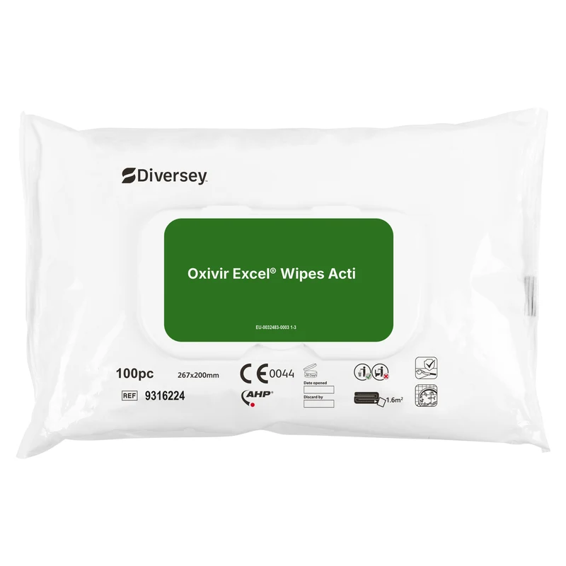 Salviette disinfettanti per dispositivi medici Diversey Oxivir Excel Wipes Acti 20 x 26.7 cm 100 pezzi DISPONIBILE IN 7 GIORNI LAVORATIVI