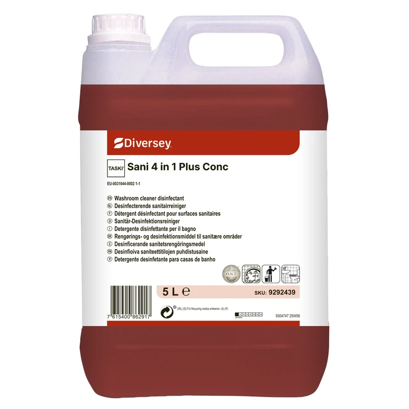 Detergente, disincrostante, disinfettante e deodorante Diversey TASKI Sani 4 in 1 Plus Conc 2x5 litri DISPONIBILE IN 7 GIORNI LAVORATIVI