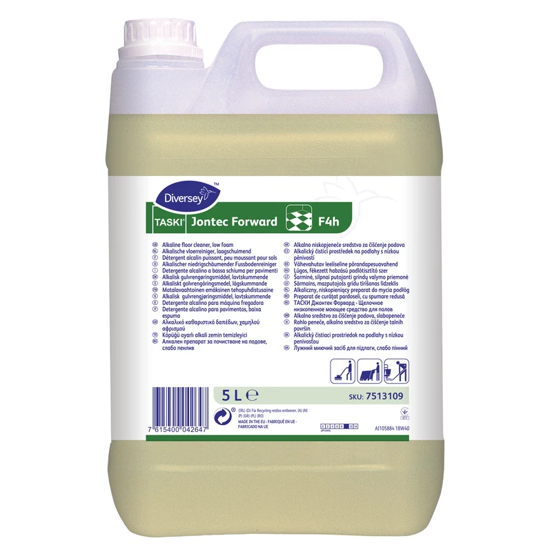 Detergente alcalino a bassa schiuma per pavimenti Diversey TASKI Jontec Forward F4h 2x5 litri DISPONIBILE IN 7 GIORNI LAVORATIVI