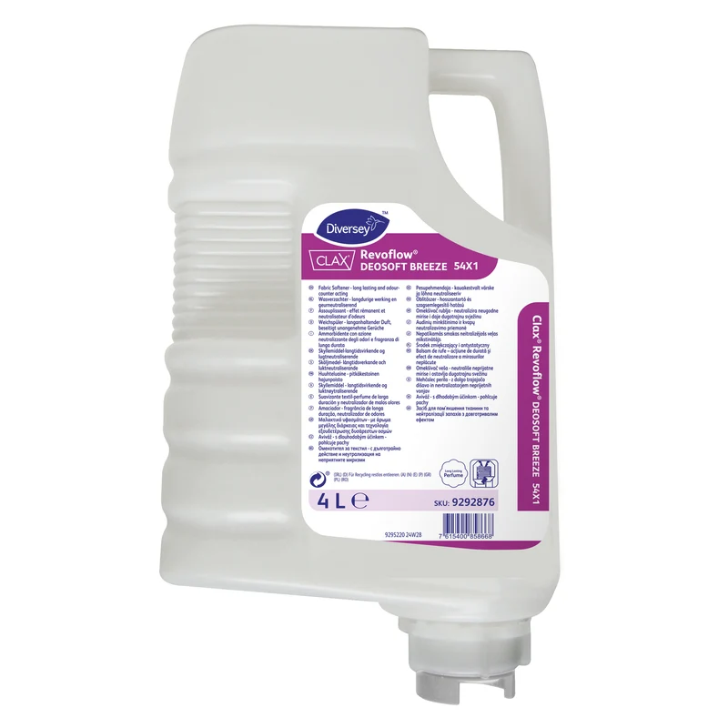 Ammorbidente Frangranza concentrata di lunga durata Diversey Clax Revoflow DEOSOFT BREEZE 54X1 2x4 litri DISPONIBILE IN 7 GIORNI LAVORATIVI