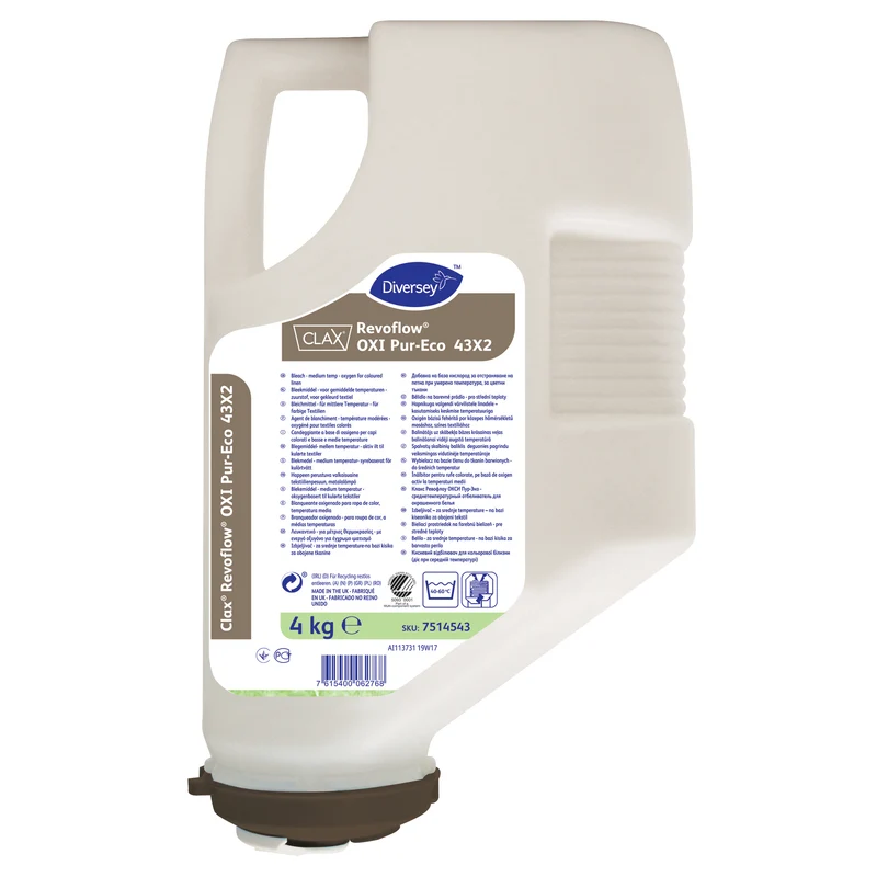 Candeggiante ossigeno per capi colorati Diversey Clax Revoflow OXI Pur-Eco 43X3 3x4 kg DISPONIBILE IN 7 GIORNI LAVORATIVI