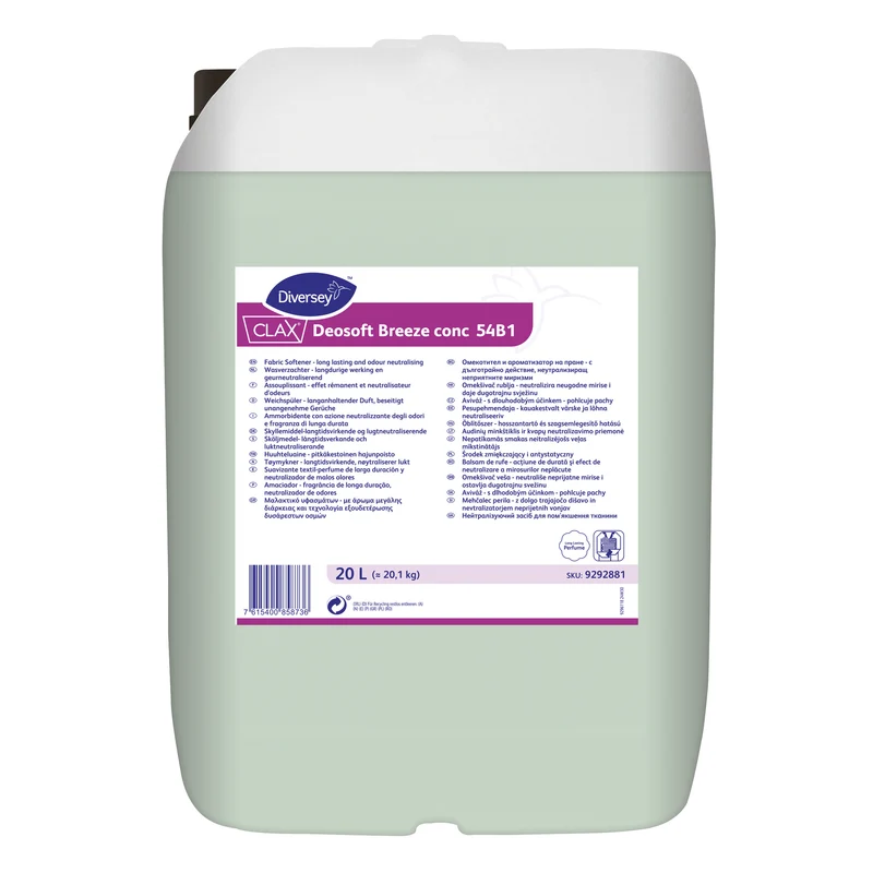 Ammorbidente Frangranza concentrata di lunga durata Diversey Clax Deosoft Breeze conc 54B1 20 litri DISPONIBILE IN 7 GIORNI LAVORATIVI