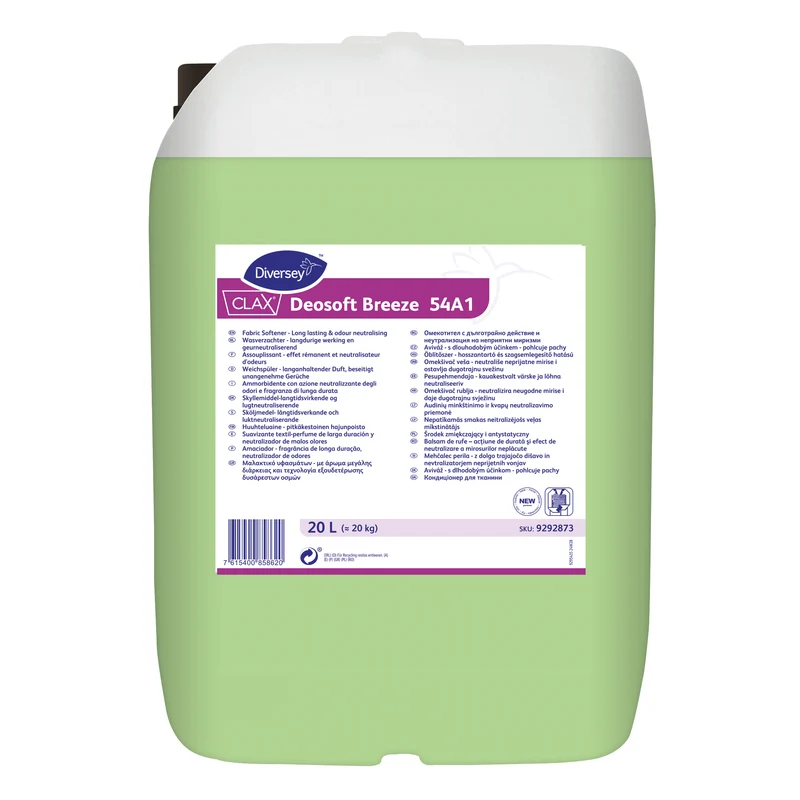 Ammorbidente Frangranza concentrata di lunga durata Diversey Clax Deosoft Breeze 54A1 20 litri DISPONIBILE IN 7 GIORNI LAVORATIVI