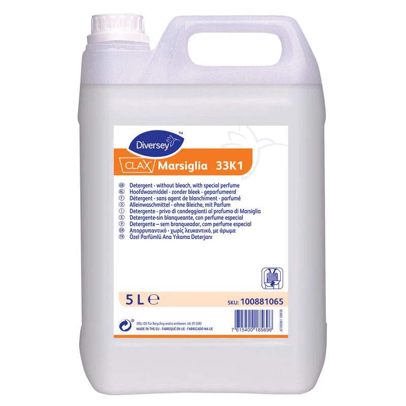 Detersivo liquido senza candeggianti profumato Diversey Clax Marsiglia 33K1 5 litri DISPONIBILE IN 7 GIORNI LAVORATIVI