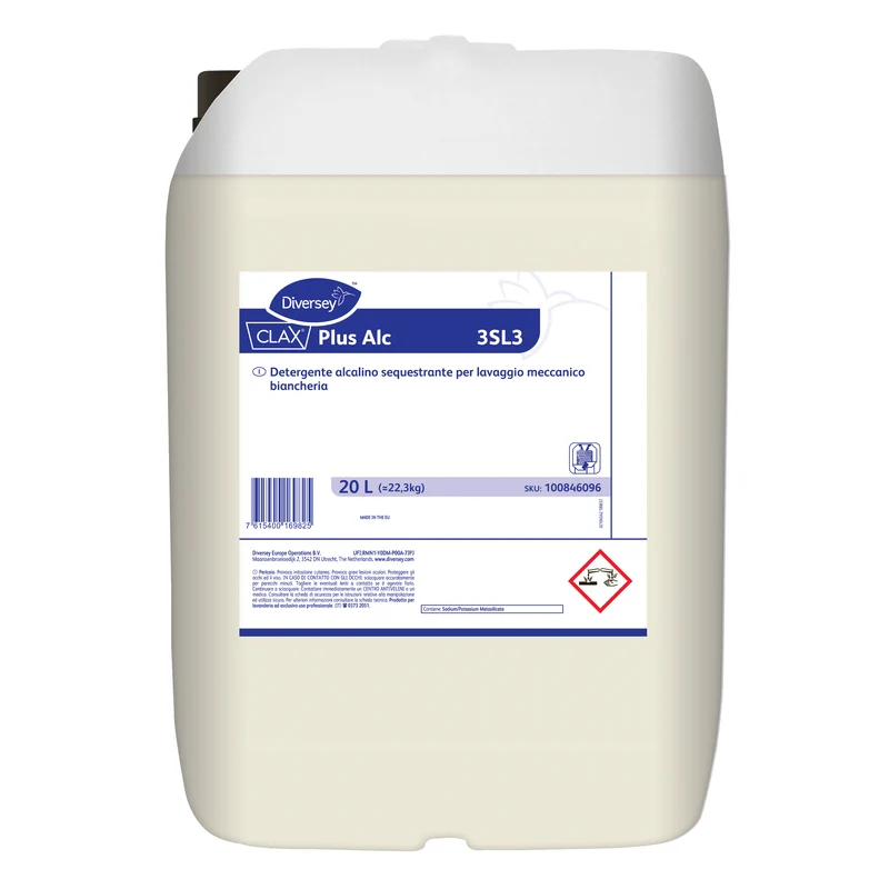 Detergente alcalino sequestrante per lavanderia Diversey Clax Plus Alc 3SL3 20 litri DISPONIBILE IN 7 GIORNI LAVORATIVI