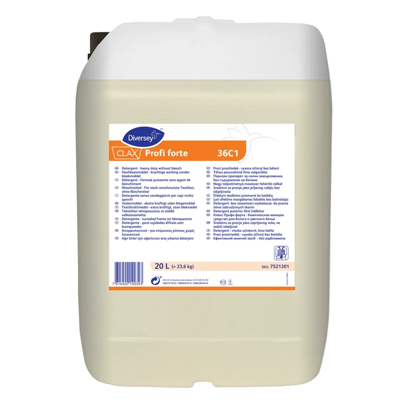 Detersivo liquido per capi molto sporchi acque dure Diversey Clax Profi forte 36C1 20 litri DISPONIBILE IN 7 GIORNI LAVORATIVI