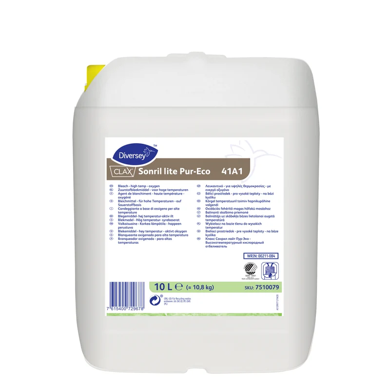 Candeggiante ossigeno per alte temperature Diversey Clax Sonril lite Pur-Eco 41A1 10 litri DISPONIBILE IN 7 GIORNI LAVORATIVI